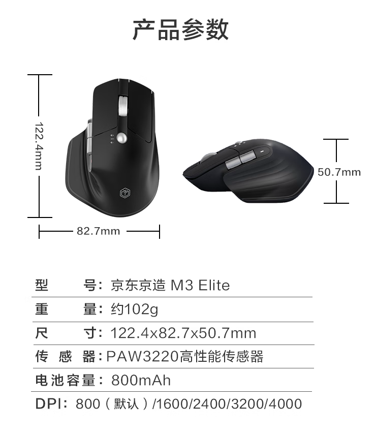 京东京东京造 M3 Elite 人体工学款鼠标中大手专用 原相 3220 传感器国补后 84.2 元领 20 元券