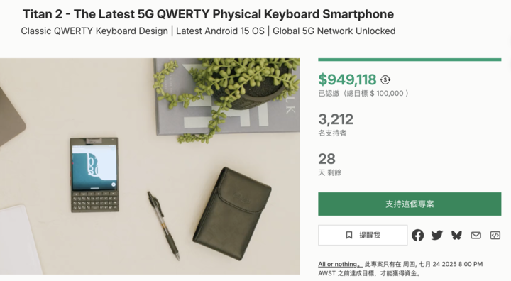 ▲ kickstarter 网站上Titan 2 的众筹金额. 图片来自:kickstarter