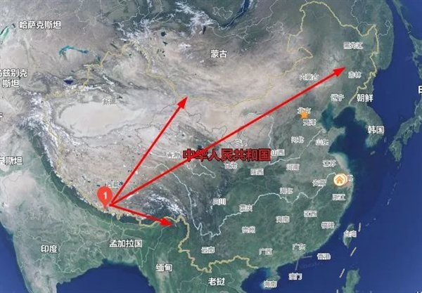  图中箭头方向代表板块运动方向，箭头长度代表相对运动速度