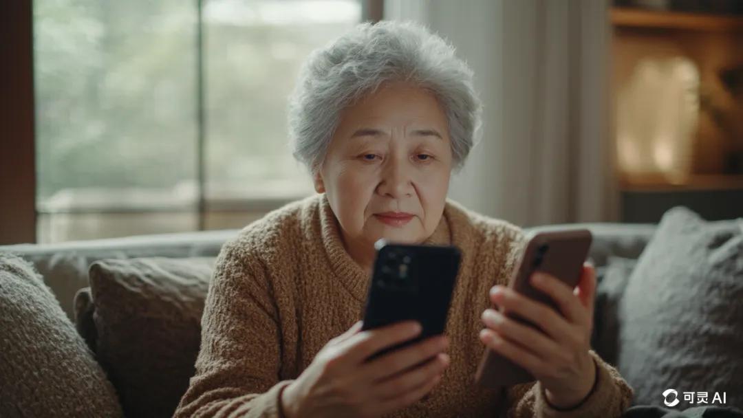 老年人刷短视频 图源:AI生图
