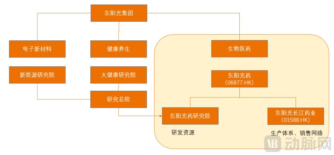 图1.东阳光药整合示意图（动脉网制图）