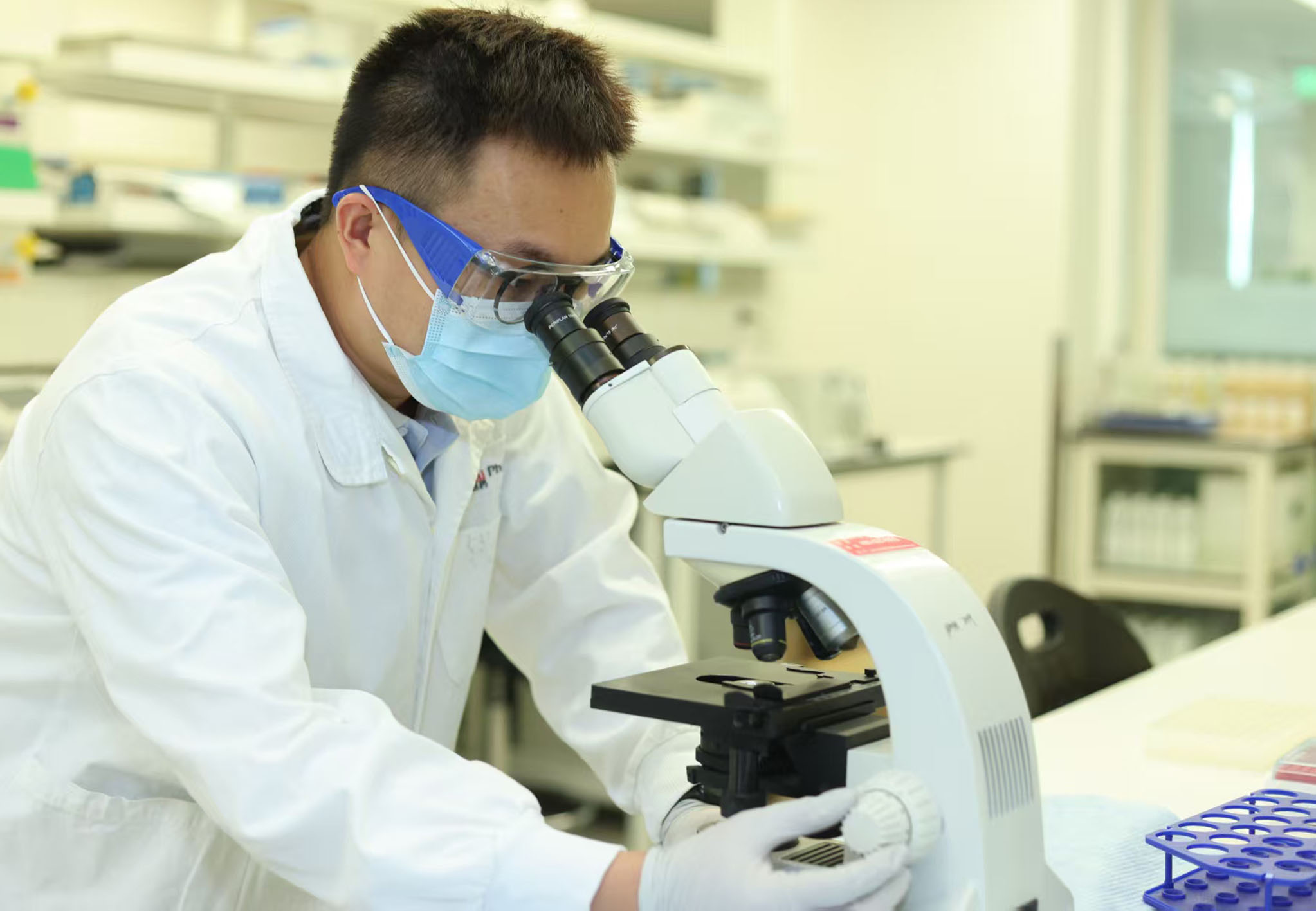 技术人员在位于上海的迪哲医药实验室内工作。资料照片
