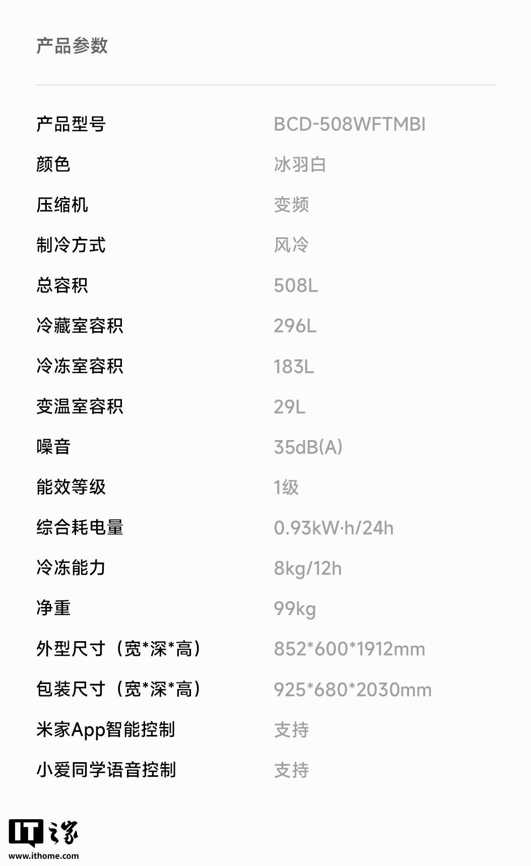 京东米家小米 508 升双系统法式冰箱 BCD-508WFTMBI 白色4499 元直达链接