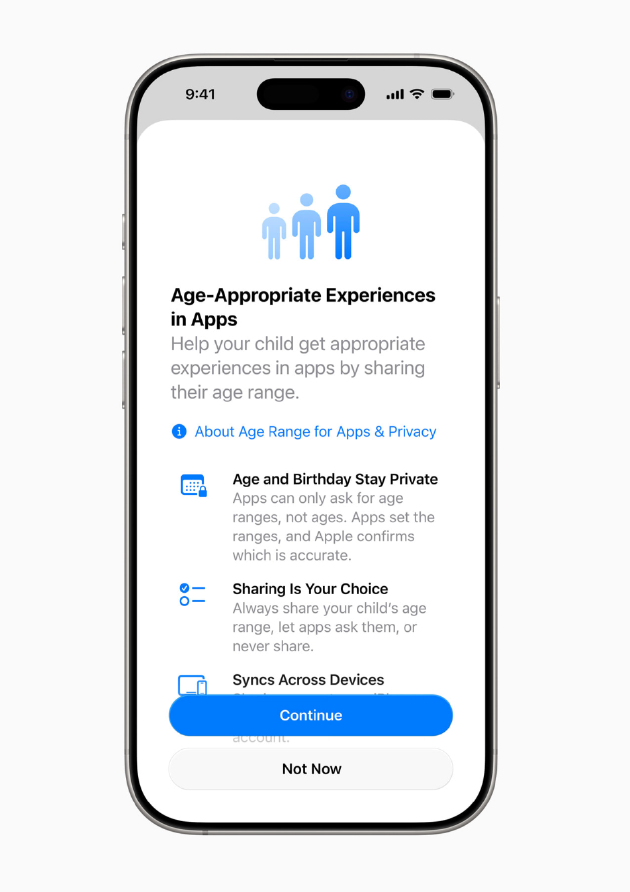 Apple 将提供更多方式,通过基于屏幕使用时间和 App Store 上现有的家长控制新工具,帮助家长确保儿童和青少年从设置设备起,即享有适合年龄的体验。
