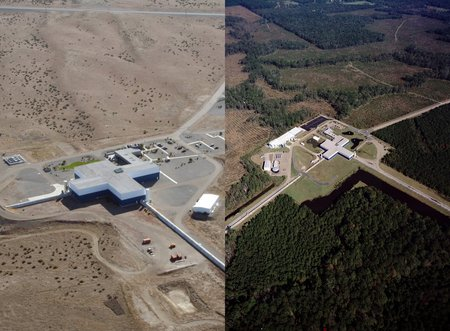 图丨位于华盛顿州汉福德(左)和路易斯安那州利文斯顿的 LIGO 双探测器(来源:LIGO)
